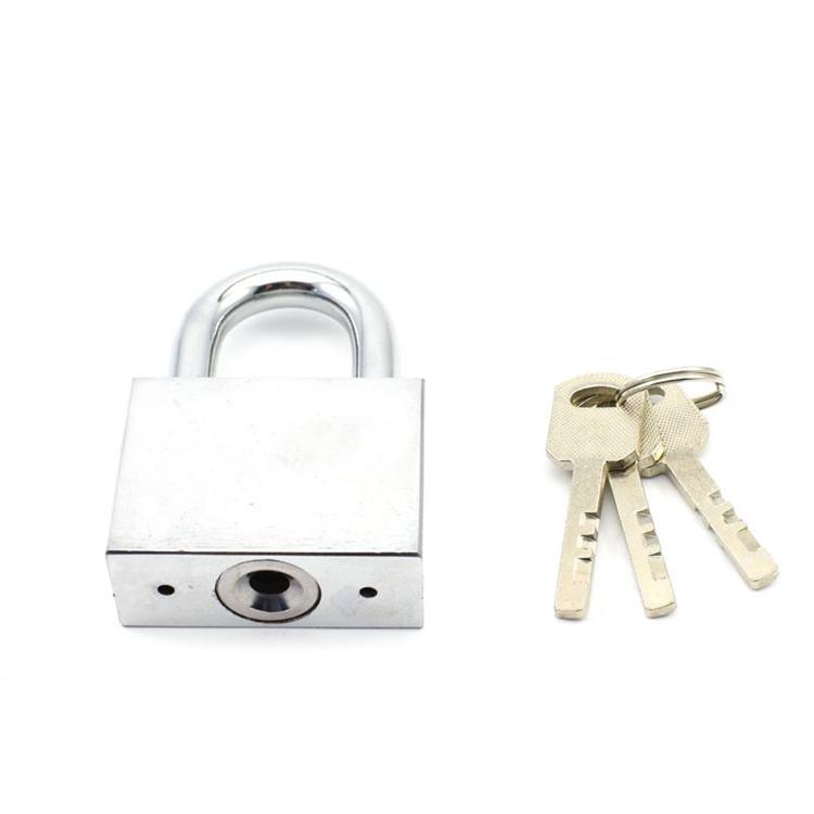 Shackle Armored Iron Padlock with Square Key Chrome Finish 50mm Dimension and Round Edge Body Anti-Theft Feature