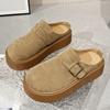 2025 Spring New Bag Head Half Slippers Outer Wear Platform One Pedal Boken Shoes Small Casual Women's Shoes Fashion