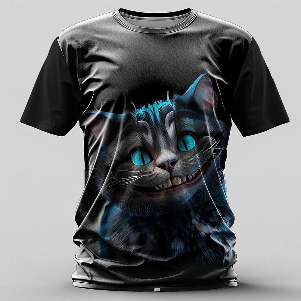 Cute cartoon cat 3D short sleeved clothing men's T-shirt outdoor casual street men's T-shirt men's T-shirt women's shirt children's T-shirt