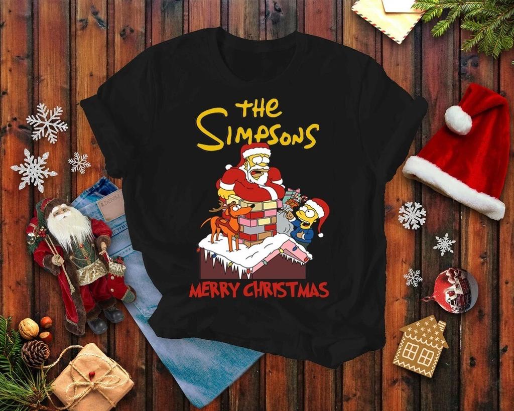 The Simpsons Christmas T-shirt Cotton Tee All Size S-4XL BL1971