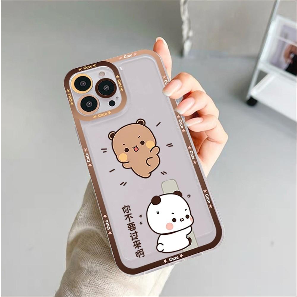 Bubududu Panda Phone Case For iPhone 11 12 13 14 Mini Pro Max XR X XS TPU Clear Case For 8 7 6 Plus SE 2020