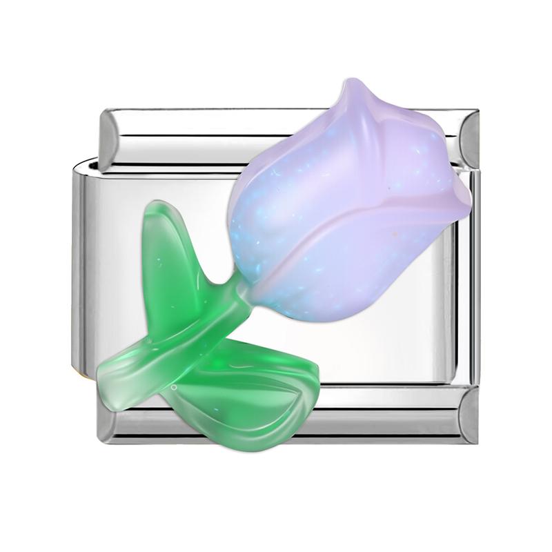 Colorful Crystal Candy Love Rose Flower Tulip Butterfly Fit 9mm Italian Charms Bracelet Stainless Steel Jewelry DIY Making Gifts