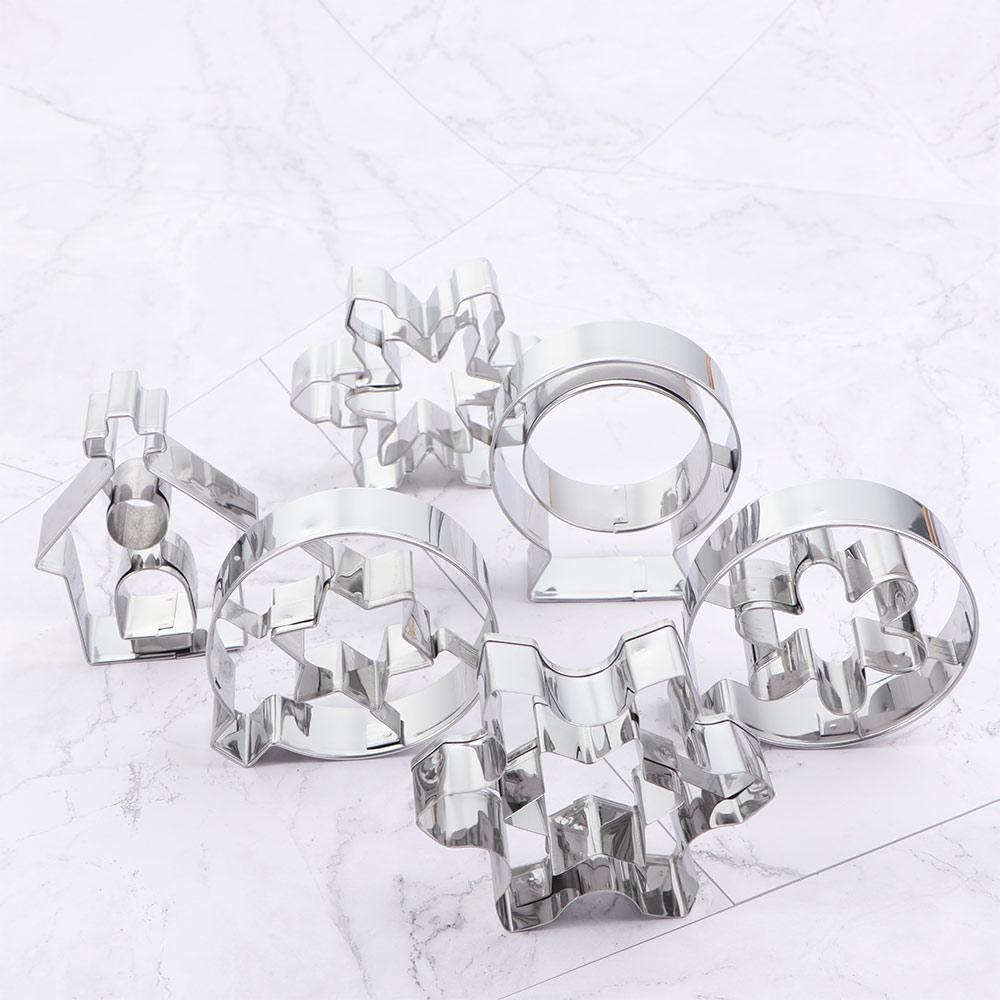 6Pcs Stainless Steel Kitchen DIY Christmas Decor Baking Tools Biscuit Mold Cookie Cutters Set