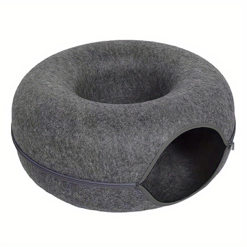 Wool Felt Cat Tunnel Nest – Modern Style Uncharged Donut Bed, Detachable & Washable All-Season Cat House, 1pc Cozy Cat Condo
