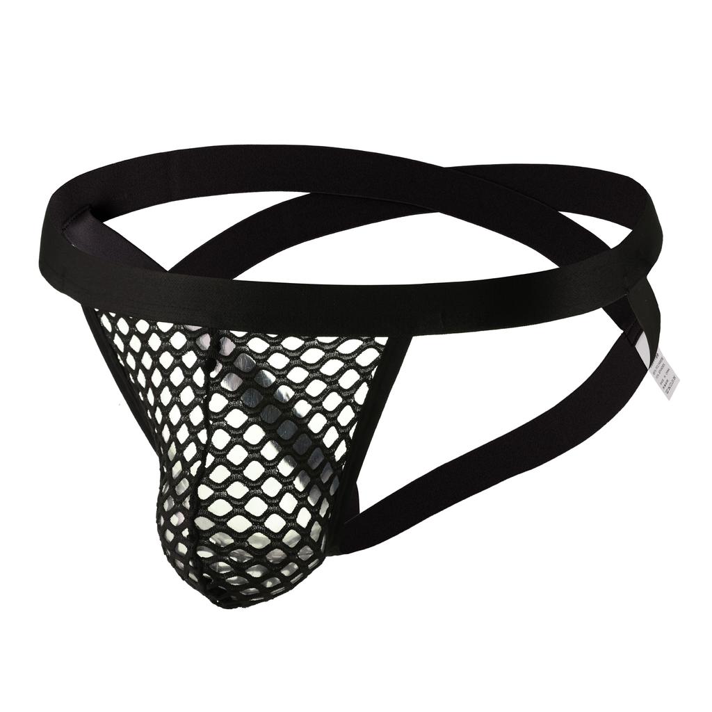 BDSM G-String T-Back Jockstrap Men Fashion Transparent Panties Sexy Fishnet Hip-Baring Thong Low Rise Mesh See-Through LingerieGood product