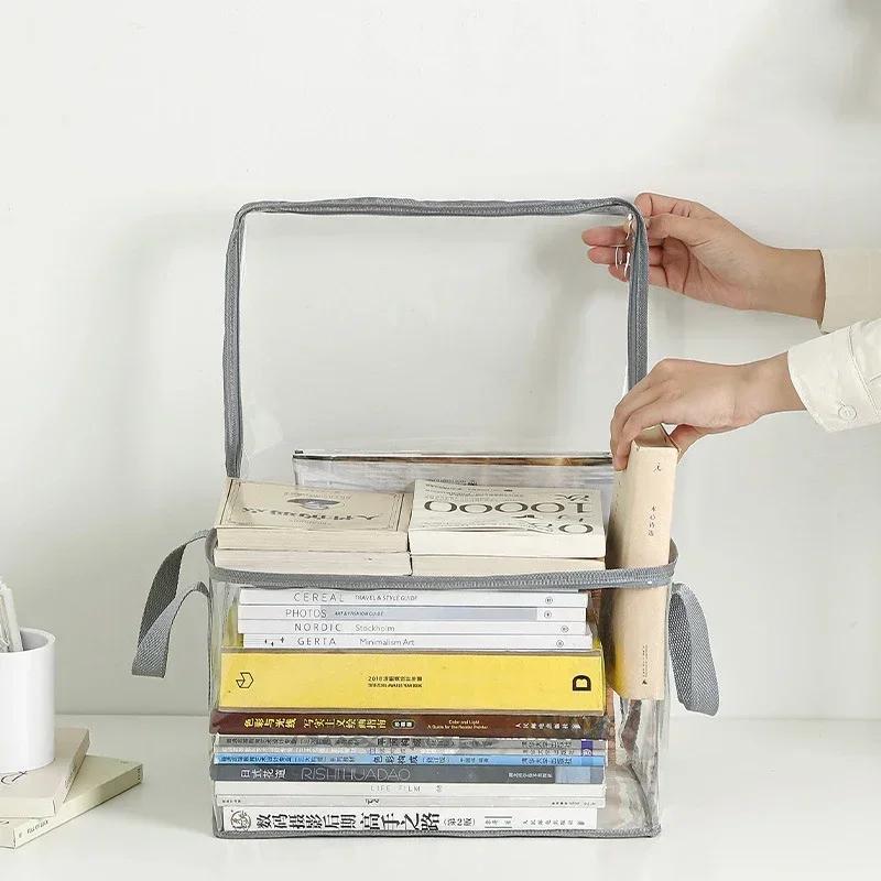 Foldable book box student dormitory classroom book organizer transparent waterproof household book organizing storage box Fun for All Ages