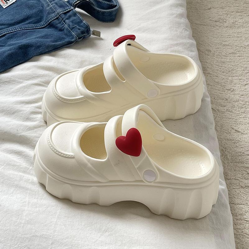 Женские летние сандалии на платформе из ЭВА 2025 Новая мода Закрытый носок Нескользящие Пляжные шлепанцы Женские Легкие На толстой подошве Мэри Джейн