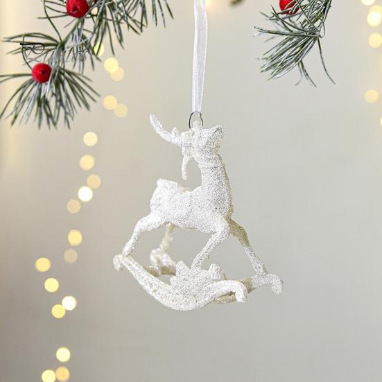 Блестящие рождественские украшения, лось, снежинка, елочные подвесные украшения, зимняя тематика, праздничный декор, подвеска для деревьев, стен, дверей