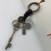 Ручная вязка замок ключ кожаный брелок рюкзак подвесной луна автомобиль брелок пары