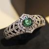 Aesthetic Women Rings for Wedding Gorgeous Green Cubic Zircon Female Rings Anniversary Party Temperament Elegant Jewelry
