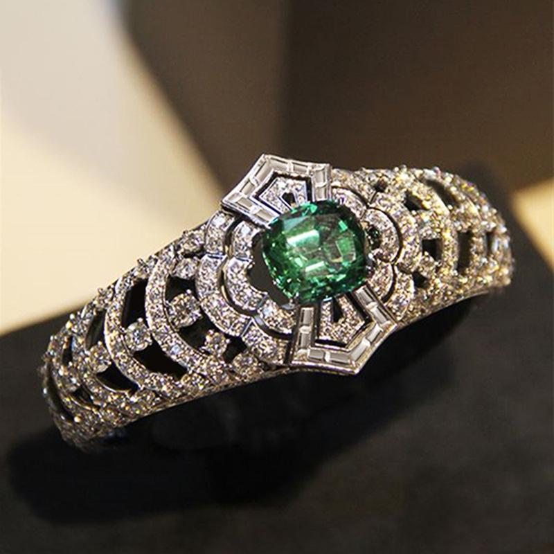 Aesthetic Women Rings for Wedding Gorgeous Green Cubic Zircon Female Rings Anniversary Party Temperament Elegant Jewelry
