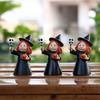3Pcs Halloween Witch Figurine Holding Skull Pumpkin Cartoon Witch Resin Statue Sculpture Home Office Holiday Party Decoration Ornament