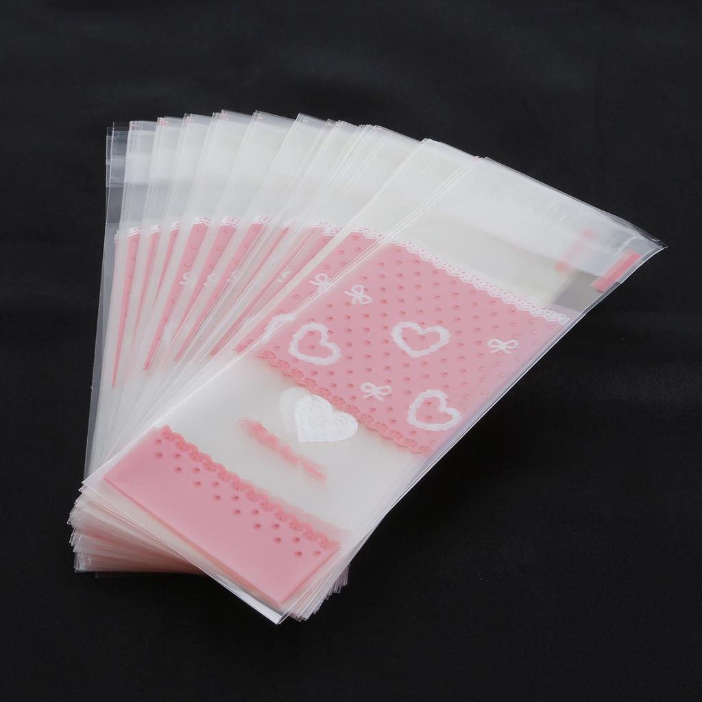 100Pcs Mini Plastic Cookie Candy Bag Self Adhesive Bags Gift Bag Cupcake Wrapper Bags