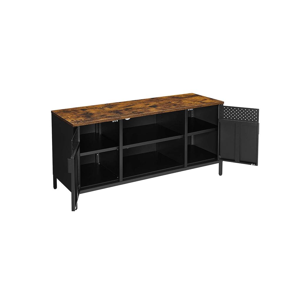 SONGMICS TV Stand, TV Cabinet, TV Table with 3 Adjustable Shelves, for TV up to 55 Inches, for Living Room, Bedroom, Rustic Brown and Black