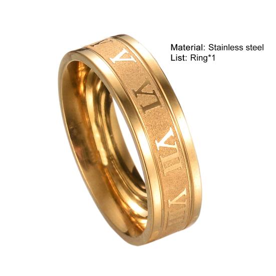 Wide Roman Numeral Stainless Men Ring Simple Steel Smooth Finger Ring Jewelry