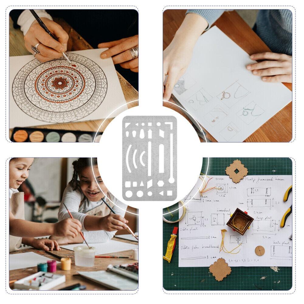 3 Pcs Stainless Steel Drawing Drafting Craft Stencils Eraser Templates Durable Erasing Shield Tools