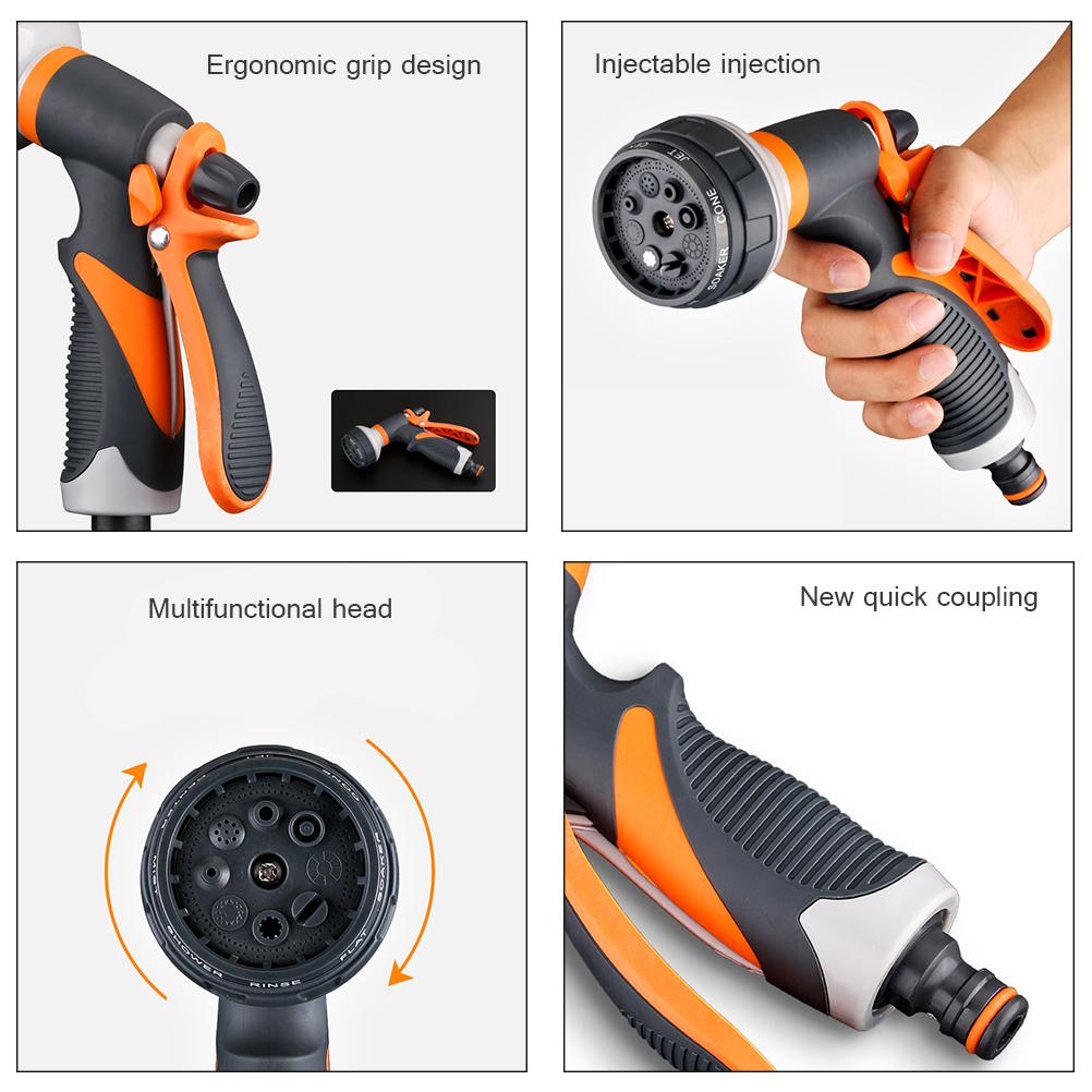 Садовый шланг Насадка Распылитель Ручной Душ 8 Регулируемый Рисунок Полива Ручной Распылитель Высокого Давления