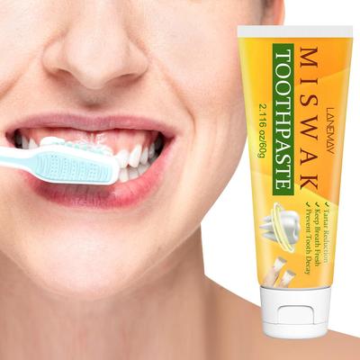 Зубная паста Miswak — удаляет пятна с поверхности зубов с помощью щетки, чистит зубы и сохраняет дыхание свежим, нежная и безопасная для использования, 60 г