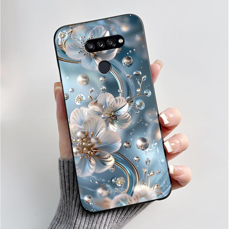 Soft Case For LG K50S K40S Phone Case LMX540HM LM-X540 LMX430HM LM-X430 Fashion Butterfly Flower Black Silicone Bumper Cover
