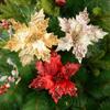 20cm Christmas Flowers Colorful Christmas Tree Pendant Poinsettia Fake Flower  Home