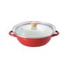 Pearl Metal Tabletop 24cm Enamel Enamel with Glass IH For 2 To 3 Red Glace Pot, Pot, Two-Handed Pot, Lid, Compatible, People, HB-6489