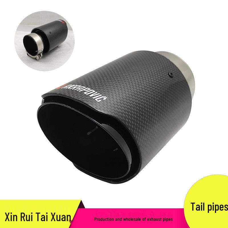 Black Carbon Fiber Stainless Steel Muffler Tailpipe, 6.7cm Diameter