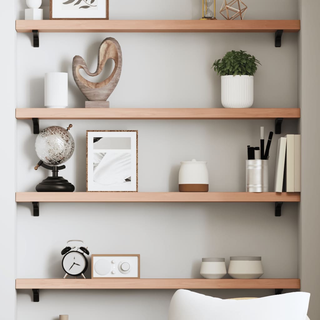 Wall Shelf Light Brown 80 x 10 x 4 cm Solid Oak Wood Treated