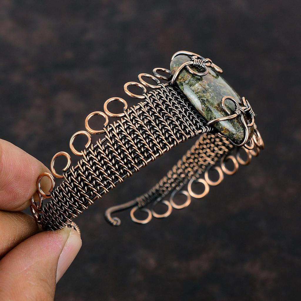 Спессартин гранат в известняке браслет-манжета медная проволока обернутый драгоценный камень браслет ручной работы регулируемый браслет-манжета медные украшения для подарка