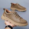 Spring High Quality Men's Fashion Lace Up Thick Sole Anti Slip Casual Shoes Brand Classic Comfortable Cowhide Sports Casual Shoe