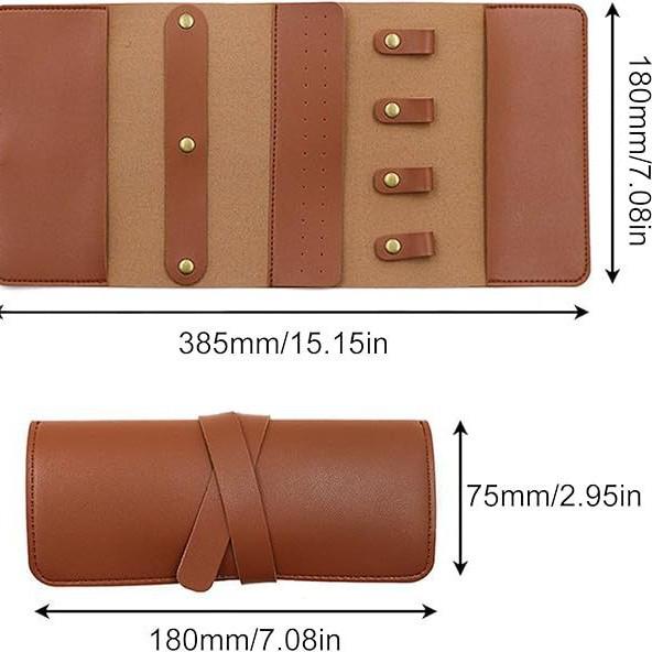 Кожаный дорожный футляр для ювелирных изделий: Прочная складная сумка для хранения с застежкой-молнией и множеством карманов.