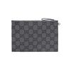 Gucci Сумка-кошелек на молнии с монограммой GG, серый канвас, кожаная отделка, с ремешком на запястье. Для повседневного использования и путешествий.