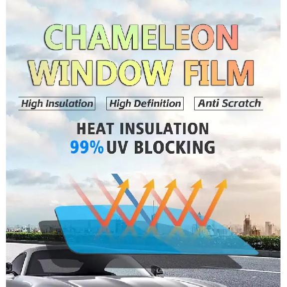 50x900cm VLT70% High-quality Korean material HD car side window Blue/Purple/Green chameleon film solar tint