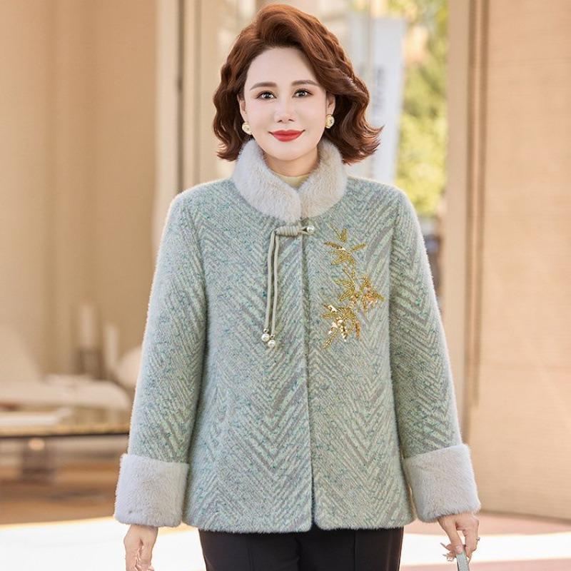 Зимняя норковая шуба для молодой мамы, благородная женская одежда, средней и пожилой возраст, бархатное утолщенное пальто для женщин