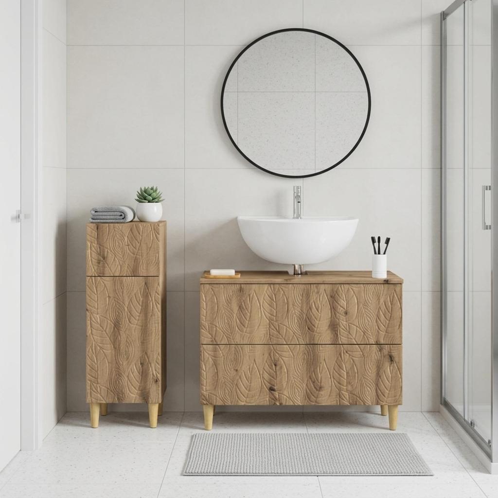 2 Piece Bathroom Cabinet Set DELFT Artisan Oak