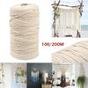 100/200M 3mm Natural Beige Cotton Twisted Cord Rope Artisan Macrame String DIY Craft
