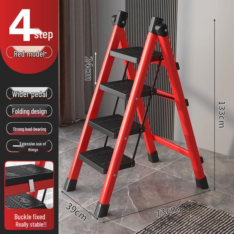 Folding Telescopic A-Frame Household Ladder, Thickened Step Stool, 3-4 Steps, Multifunctional Indoor Use.