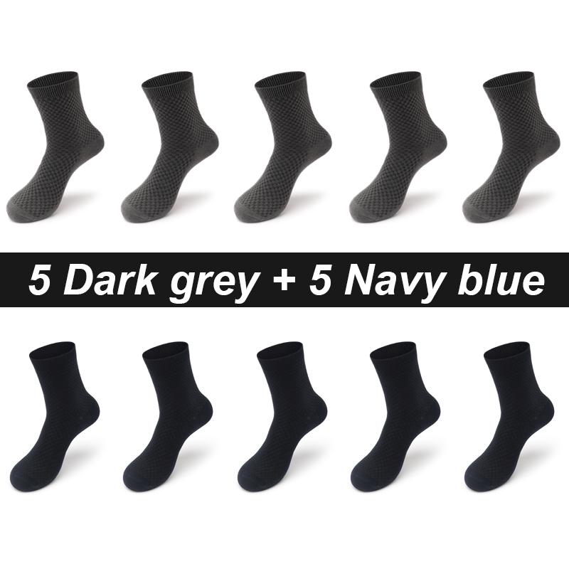 10Pairs Men's Bamboo Fiber Socks Long Black Business Soft Breathable New High Quality Autumn for Male Socks Plus Size EU38-48