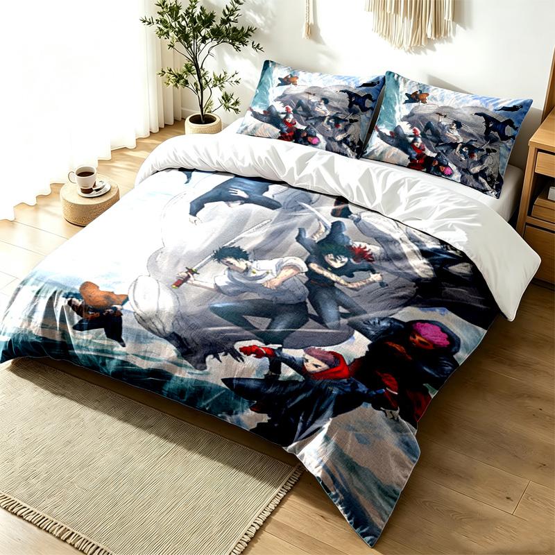 Jujutsu Kaisen 3pc Duvet Cover Set Simple Modern Bedding Set Wrinkle Resistant Soft Fabric All Season Use a perfect gift