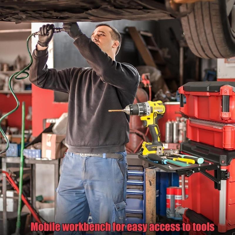 Рабочее место с креплением для инструментов, с магнитным лотком, складная алюминиевая конструкция, столешница, механизм быстрого освобождения для ремонта