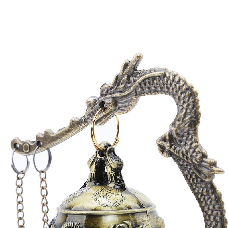 Hand-Carved Antique Bronze Dragon Bell Good Luck Charm Vintage Desk Ornament for Home Office Decor