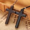 Handmade Retro Wooden Cross Pendant Necklace for Couples