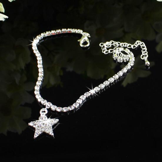 Anklet Five-pointed Star Pendant Adjustable Jewelry Rhinestone Inlaid Foot Chain for Women