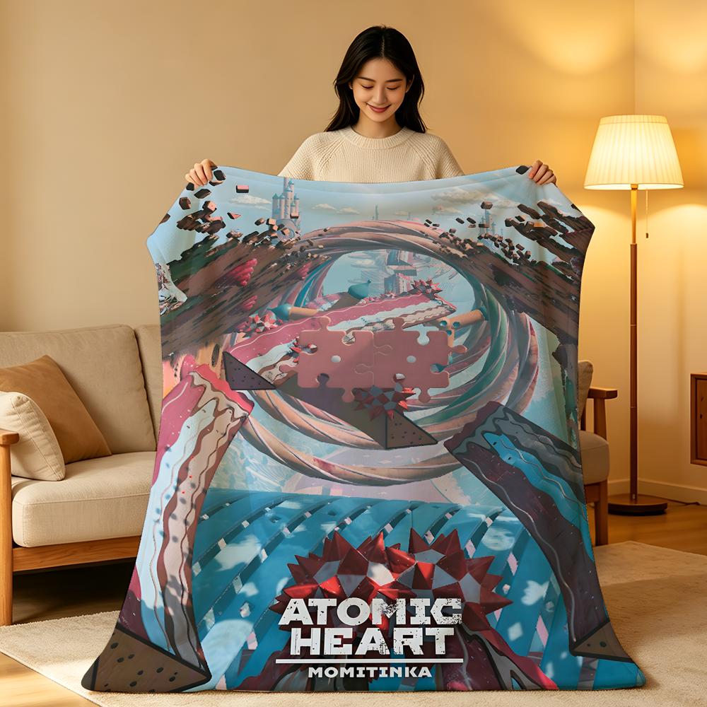 Плед Game A-Atomic H-Heart Throw Высокоплотный Короткий Плюш Мягкий Для Кожи Для Дивана Дремоты Кондиционируемой Комнаты