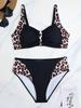 2025 Большой размер леопардовый бикини из двух частей купальник с высокой талией женский купальник с бретелькой через шею женский купальный костюм пляжная одежда