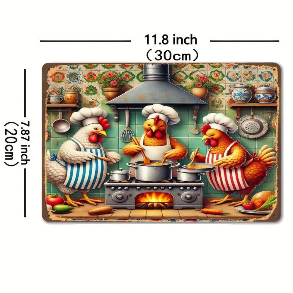 Забавная металлическая вывеска "Курица-шеф-повар", 8x12 дюймов, Декор для кухни, бара, гаража, Настенное искусство