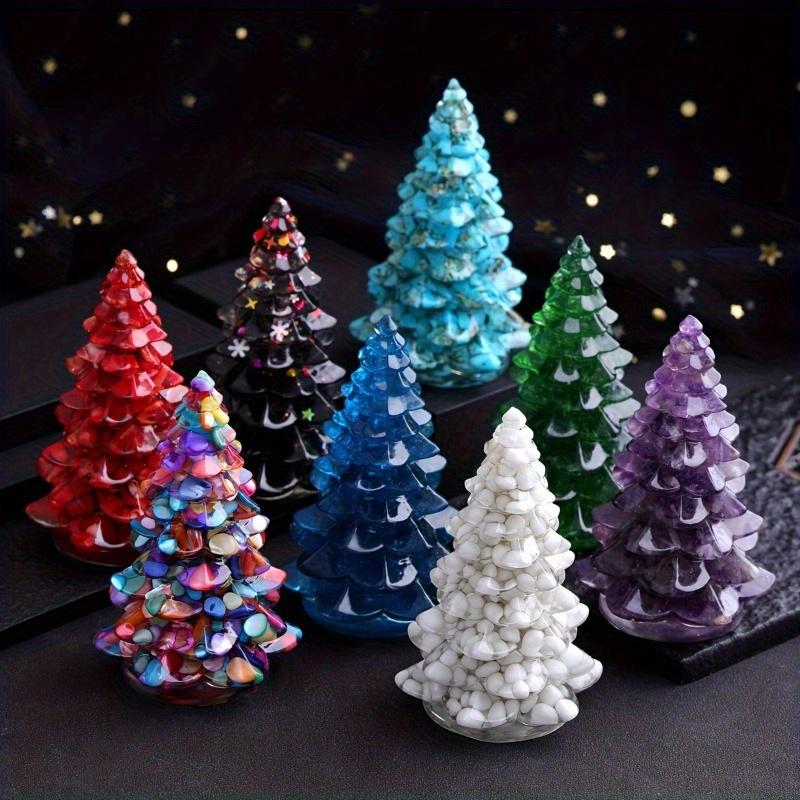 1Pc Natural Stone Crystal Resin Christmas Tree For Home Decor, Bring Good Luck, Healing, And Energy Balance