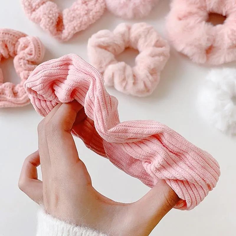 7 шт./набор Держатель для хвоста Аксессуары для волос Резинки для волос Однотонный Вельвет для Девочек Женщин Резинка для волос