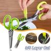 Multifunctional Multi Layers Green Onion Scissors Stainless Steel Knife Onion Cutter Cutting Herb Seaweed Spice Kitchen Scissors