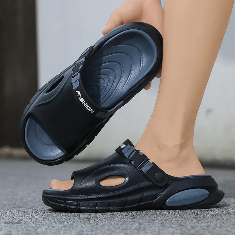Fashion Men's Summer Thick Bottom Sandals Outdoor Wear Anti-Slip Beach Slippers Comfortable Two-Purpose EVA Material Botas Para Hombre