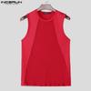 INCERUN Men Sleeveless Mesh Sheer Patchwork Casual Sport Fitted Tank Tops